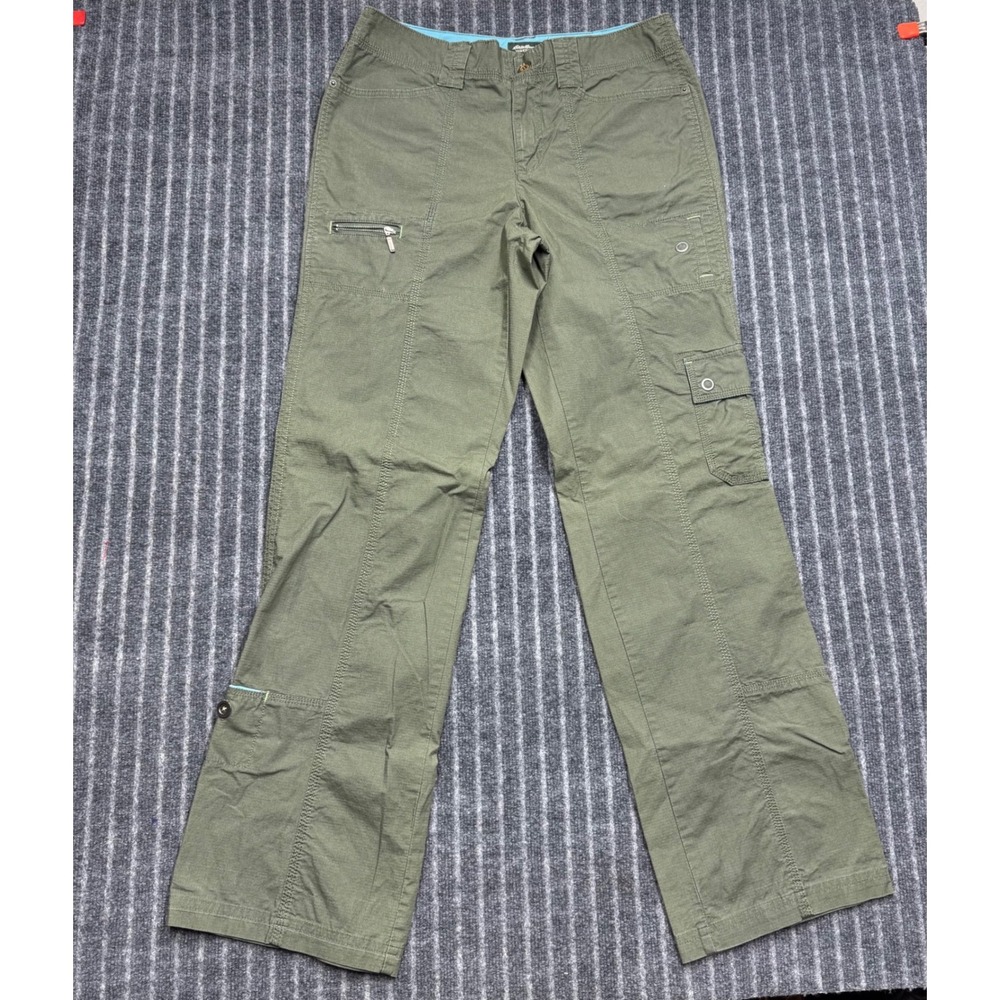 Eddie Bauer Womens Vashon Fit Cargo Pants 10 Tall Green Stretch Hiking Utility